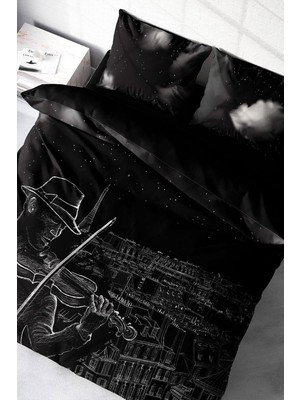 Zemira Monohome Night City 3D Pamuk Saten Çift Kişilik Nevresim Takımı, MONOHOME4111