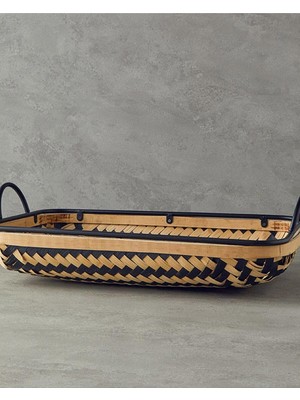 Zemira Bamboo Bambu Dekoratif Tepsi -Siyah