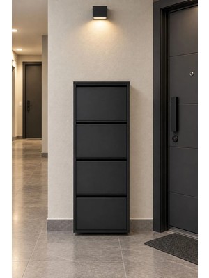 Effe Yapı Dekor Antrasit 4 Kapaklı Metal Ayakkabılık