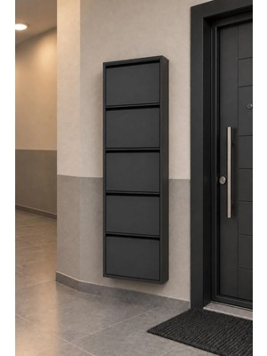 Effe Yapı Dekor Antrasit 5 Kapaklı Metal Ayakkabılık