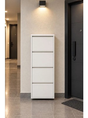 Effe Yapı Dekor Beyaz Metal Ayakkabılık 4 Raflı Modern Tasarım ve Dayanıklı Yapı
