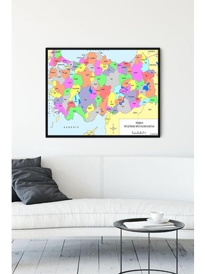 Zemira Postermanya (PSTER13720) Türkiye Haritası Eğitim Çerçeveli Tablo (30 x 40CM)