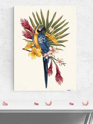 Zemira Postermanya (PSTER1594) Papağan ve Çiçekler Hayvan Poster - Afiş - Dekoratif Duvar Posteri 40 x 50