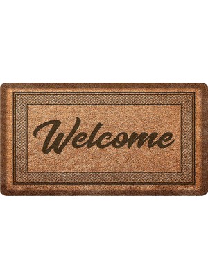 Zemira Dekoratif Welcome Kahverengi Kapı Önü Paspası 45 x 65