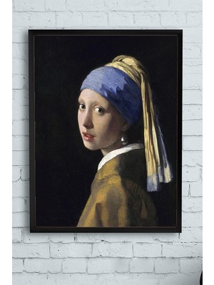 Zemira Postermanya (PSTER11832) Johannes Vermeer - Inci Küpeli Kız Sanatsal Çerçeveli Tablo (40X50CM)
