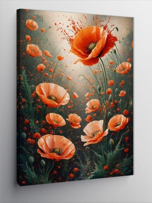 Zemira Tablo Mega Kanvas Tablo Kırmızı Gelincik Çiçeği, 50CM x 70CM