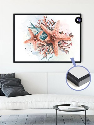Zemira Postermanya (PSTER21185) Pembe Deniz Yıldızları Hayvan Çerçeveli Tablo - Çerçeveli Poster 30 x 40