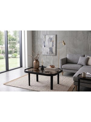 Klass Dekor Ceviz/ Meşe/ Beyaz/ Siyah Renk Temperli Cam Masif Doğal Ahşap Iskandinav Tasarım Jasmin Salon Dikdörtgen Orta Sehpa 50 x 70 cm