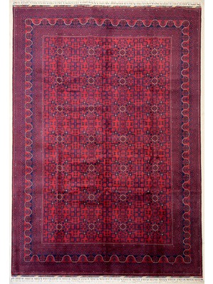 El Dokuma Afgan Halı 9 Metre  Biljik  Desenli Kök Boya 245 x 348  cm