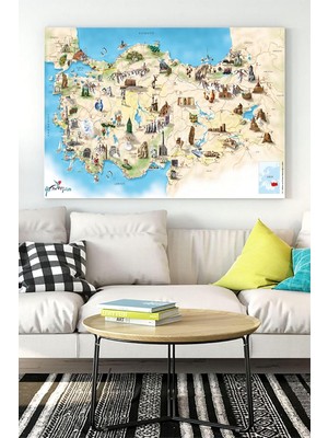 Zemira Postermanya (PSTER18291) Türkiye Haritası Eğitim Kanvas Tablo 3 30 x 40