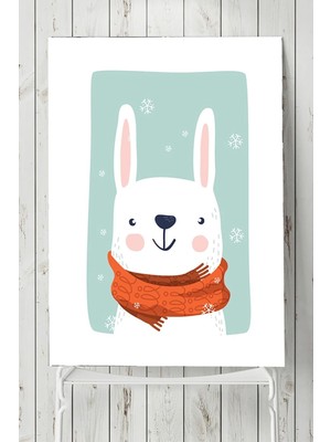 Zemira Postermanya (PSTER8716) Tavşan Kış Çocuk Odası Poster (70X100CM)