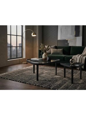 Klass Dekor Ceviz/ Meşe/ Siyah/ Beyaz Renk Temperli Cam Masif Doğal Ahşap Modern Iskandinav Tasarım Vega Orta ve Yan Sehpa Set