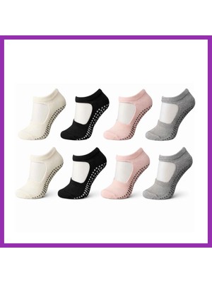 Salmore Kaymaz Taban Yoga ve Pilates Çorabı 8'li Kadın, Silikon Tabanlı Nefes Alabilir Bilek Bantlı Çorap, Ev Yoga Pilates Trambolin Umre Için, 4 Renk · Beden: 36-40 · Renk: Çok Renkli 8 Li Bty