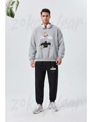 Zoka Wear The Binding Of Isaac Baskılı Gri Siyah Eşofman Takımı