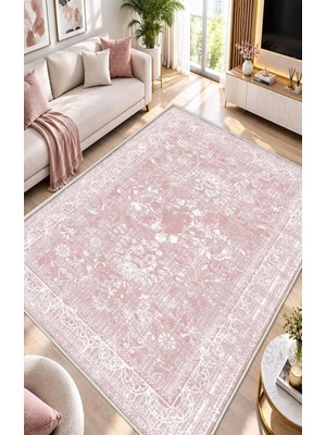 STY Home Pembe Dijital Baskı Salon Halısı Kaymaz Tabanlı Yıkanabilir Halı Yolluk 1150
