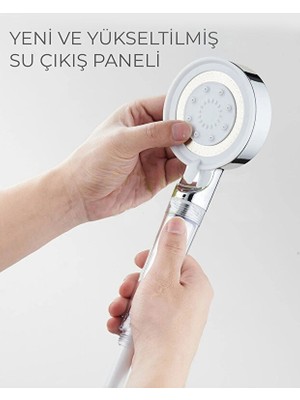 Mucit Home Beyaz Spa Modlu Filtreli Duş Başlığı 5 Fonksiyonlu Duş Fiskiyesi