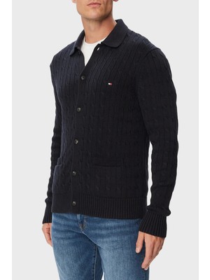 Tommy Hilfiger Pamuklu Polo Yaka Triko Kazak Erkek Kazak MW0MW44756 Dw5