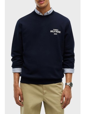 Tommy Hilfiger Logolu Regular Fit Pamuklu Örme Bisiklet Yaka Sweat Erkek Sweat MW0MW44938 Dw5