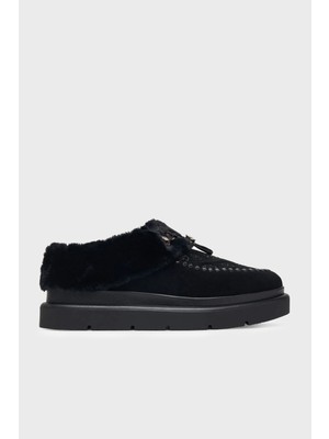 Guess Kendry Logolu Kalın Tabanlı Süet Ayakkabı FLFKEYLEA19 Kadın Ayakkabı Flfkey LEA19 Black