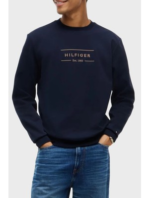 Tommy Hilfiger Logo Baskılı Regular Fit Pamuklu Örme Bisiklet Yaka Sweat Erkek Sweat MW0MW44939 Dw5