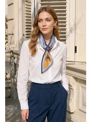 Walkenzo Modern At Figürlü Ipeksi Şık Kravat Formlu Kadın Fular