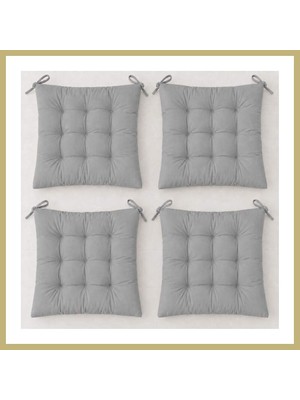 Bezos 4’lü Kapitone Bağcıklı Sandalye Minderi · 40 × 40 × 3 cm | Gri | 40 × 40 × 3 cm · 4 Adet Za