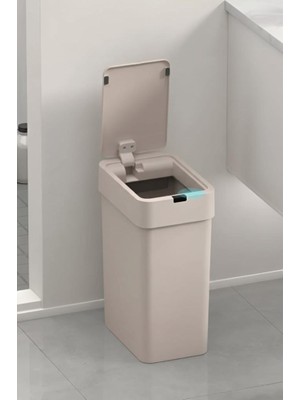Geseus Sensörlü Çöp Kovası Otomatik Slim 9 Litre Plastik Bej Yerli Üretim- Bej