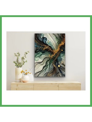 Astraltech Yeşil Mavi Gold Soyut Kanvas Tablo 70X100CM Bezoss