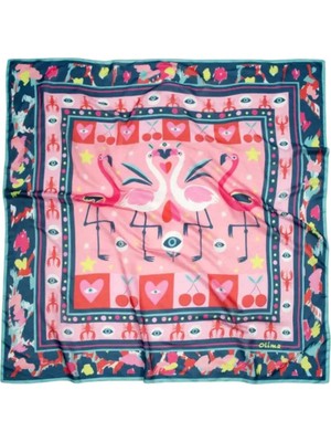 Olima Kadın Serena Desenli Pareo Plaj Şalı 135X135CM Çok Amaçlı