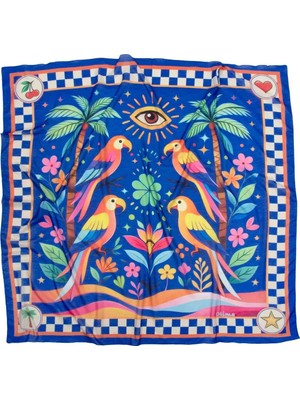 Olima Kadın Olivia Desenli Pareo Plaj Şalı 130X130CM Çok Amaçlı