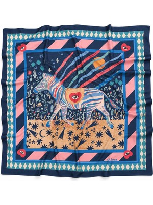 Olima Olivia Desenli Kaşmir Pamuk Şal 105X105 cm Çift Taraflı Kadın Fular