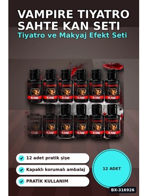 Sahte Kan Efekti 12 Adet - Kostüm Partisi ve Sahne Tiyatro Kanı BX-316926