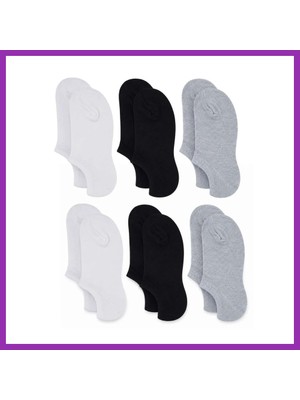 Salmore Kadın Bambu 6'lı Dikişsiz Babet Çorap Siyah Beyaz Gri Görünmez Sneaker Çorap Nefes Alan Yumuşak · Beden: 36-40 · Renk: Gri 6 Lı Bty