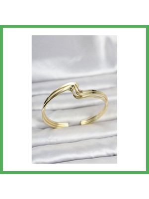 Astraltech Zikzak Model Gold Renk Pirinç Kadın Bileklik Bezoss