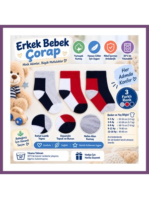 Bezos Assn Erkek Bebek Çorap USB2202 Gri Melanj (Adet Fiyatıdır) · Beden: 0-3 Ay · Renk: Gri Melanj Gambera1