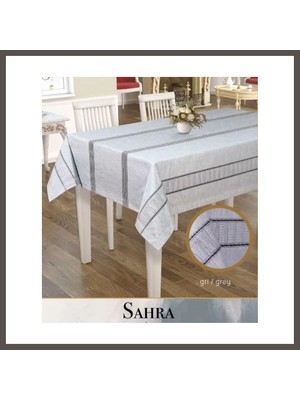 Nexora Living Polyester Ajurlu Keten Masa Örtüsü Tablecloth 160X260 cm Dantelli Yemek Masası Örtüsü Sahra Model Gri Nxrlvng
