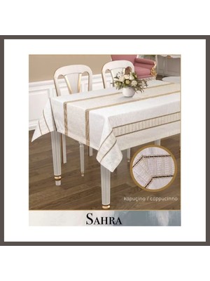 Nexora Living Polyester Ajurlu Keten Masa Örtüsü Tablecloth 160X220 cm Dantelli Yemek Masası Örtüsü Sahra Model Kapicino Nxrlvng