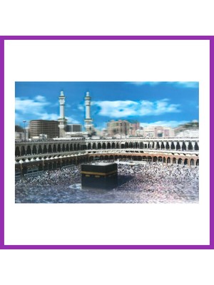 Salmore 3 Boyutlu Resim Ekstra Çözünürlüğe Sahip Kabe Resmi Mekke Tablosu 40X60 cm Bty