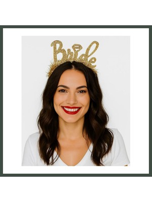Bezos Altın Renk Bekarlığa Veda Italik Yazı Alyanslı Bride Taç Nhr