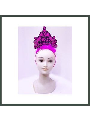 Bezos Happy Birthday Neon Fuşya Renk Doğum Günü Tacı 24X15 cm Nhr