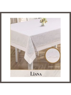 Nexora Living 160X260 cm Liana Model Krem Çeyizlik Keten Dantel Şık Yemek Dekoru Nxrlvng