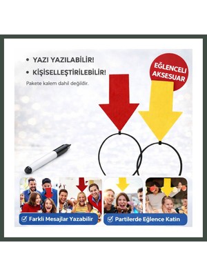 Bezos Kişiselleştirilebilir Ok Işaretli Mesaj Tacı (2?li Set Sarı-Kırmızı) Nhr
