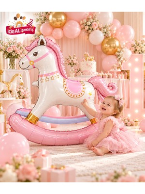Bkmc Party Sallanan At Folyo Balon 104X57 cm Gold Pembe Mavi Renk Seçenekli Erkek Kız Bebek Doğum Günü Parti Balonu