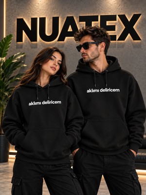 Nuatex Baskılı 3 Iplik Şardonlu Regular Kalıp Kapüşonlu Kanguru Cepli Sweatshirt