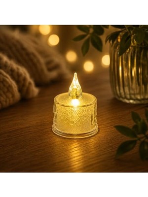 Mythriva Alev Efektli Sarı Işık Dekoratif Tealight Gece Lambası, 1 Adet