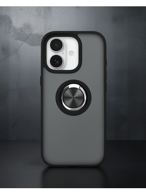 TeknoKapsül Apple Iphone 16 Kılıf Montreal Yüzüklü Silikon Kapak - Siyah