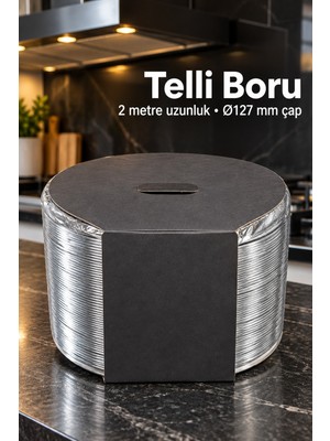 3 Metre Aspiratör Borusu 127 mm Telli Yapı - Lisinya