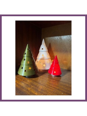 Bezos 3 Boyutlu Çam Ağacı Tealight Mumluk Seti Yılbaşı Dekoratif Mum Tutucu Gambera1