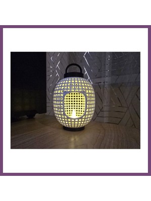 Bezos Japon Esintili Izgara Desenli Fener Tealight Mumluk Dekoratif Rüzgar Feneri Gambera1