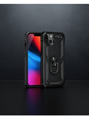 TeknoKapsül Apple Iphone 14 Plus Kılıf Sofya Yüzüklü Silikon Kapak - Siyah